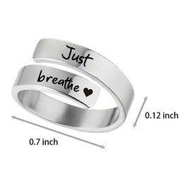 EDWTG I Fcking Love You Ring for Women Stainless Steel Promise Rings Spiral Love Ring Just Breath Ring Gifts Jewelry (just)