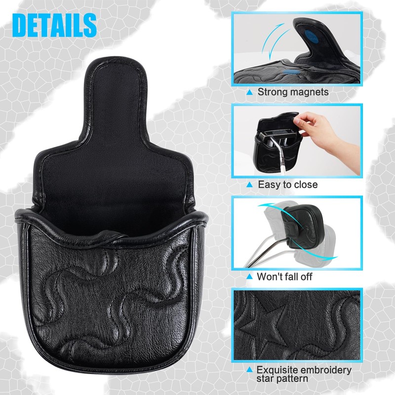 Golf Mallet Square Putter Cover Magnetic Heel-Shaft Headcovers Star Pattern