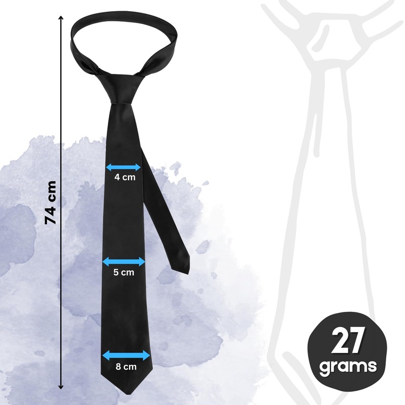 FNA FASHIONS Black Shiny Satin Neck Tie – Classic Solid