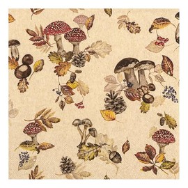 HOME FASHION Napkin Forest Mushrooms Natural 33 x 33 cm Pack of 20 High Quality Natural Look Versatile Autumn Design Autumn Table Decoration Mushroom Napkins Napkins for Autumn Table