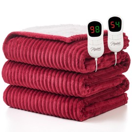 Homemate Electric Blanket King Size- 100"x90" Heated Blanket King Size 1/2/4/6/8 Hours Auto-Off 10 Heat Levels Over-Heat Protection Soft Flannel Sherpa ETL Certification