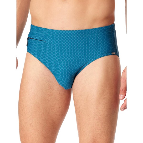 Schiesser Men's Briefs Comfort Swimming Trunks with Zip Pocket, Petrol_181078