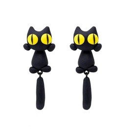 Black Cat Girl Earrings Birthday Party with Jewellery Box, Plastic, Plastic, Plastic