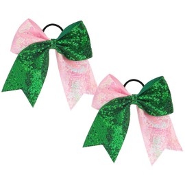 Habbiful 2PCS Wicked Hair Accessories, Pink Green Glitter Hair Bows for Wicked Movie Game Fans, Wicked Gifts for Women (C)