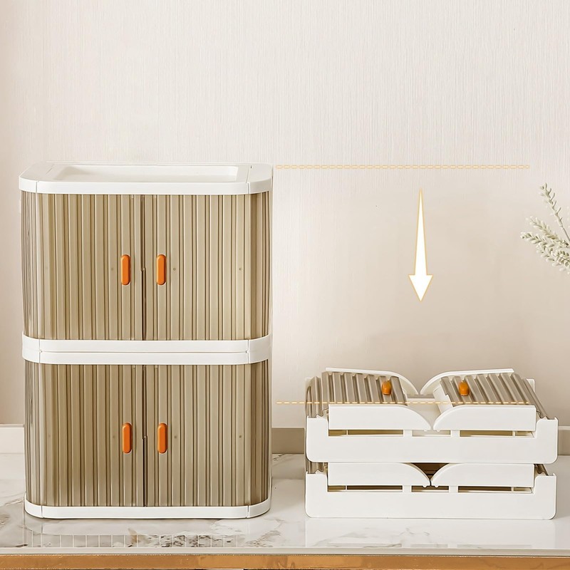 2PCS Stackable Makeup Drawer Organizer, Small Plastic Storage Drawers for