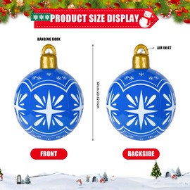 Christmas Inflatable Ball, 60cm Giant Christmas Bauble, Large Christmas Xmas Balls Ornaments, Outdoor Inflatable Decorated Ball, for Xmas Tree Holiday Party Yard Garden Decoration