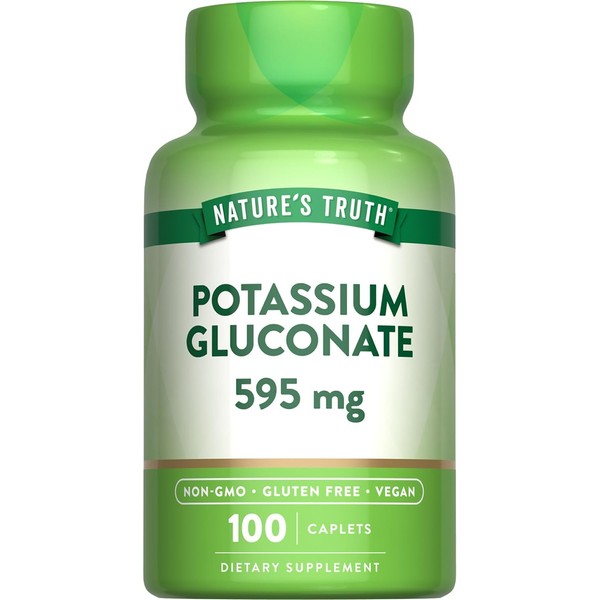 Nature's Truth Potassium Gluconate 595 mg Supplements, 100 Count (Pack