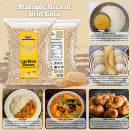 Rani Urid/Urad Gota White (Matpe Beans Skinless) Indian Lentils 64oz (4lbs) 1.81kg Bulk ~ All Natural | Gluten Friendly | Non-GMO | Kosher | Vegan | Indian Origin
