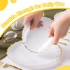 Lullaby 100pcs White Plastic Plates with Gold Rim, Fancy Lace-Edged