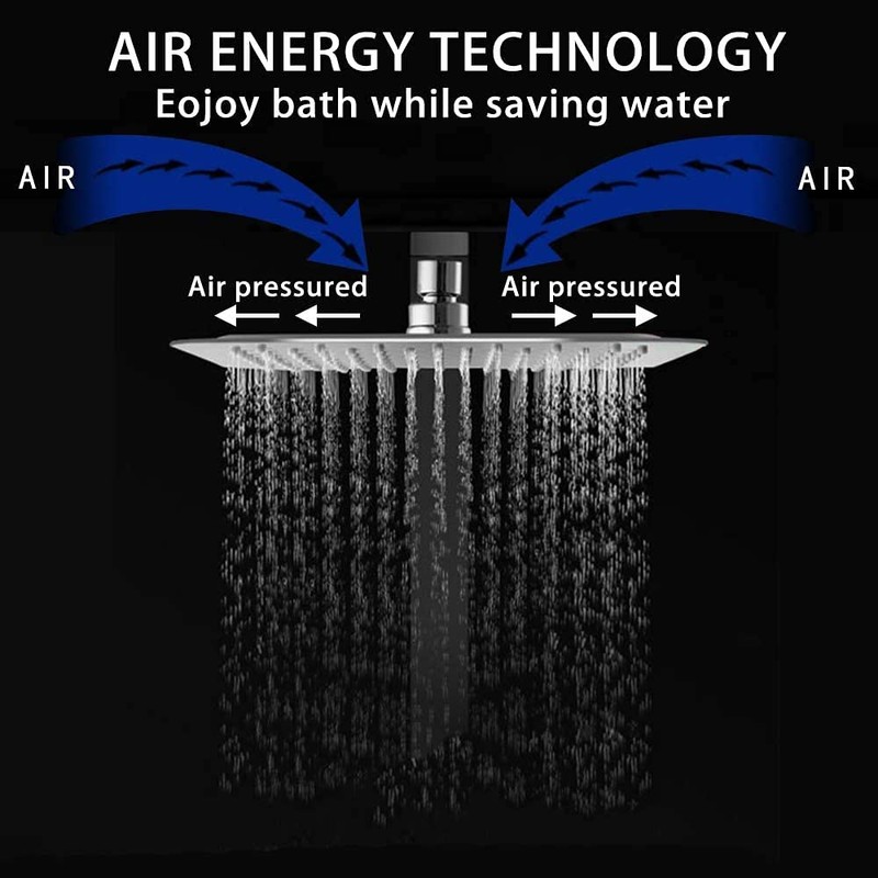 High Pressure Rain Shower Head, 304 Stainless Steel Large Rainfall