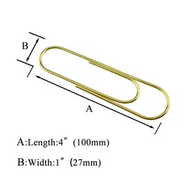 HAHIYO Paper Clips Sturdy 4 inches Length 14 Pack Paperclips Heavy Duty Tight Grip Rust Proof Reusable Metal Bright Gold for Home Office School