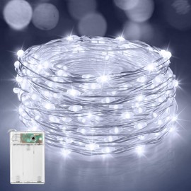 Fairy Lights Battery Operated, 33FT 200LED Twinkle String Lights 8 Modes & Waterproof LED Fairy Lights for Bedroom Wedding DIY Holiday Easter Party Indoor Decor (Cool White)