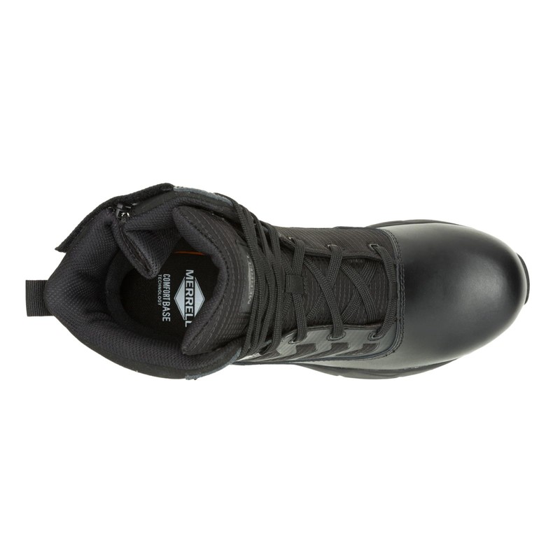 Merrell Men's Fullbench Tactical Waterproof Zip 8" Military Boot, Black,