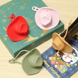 Funny Wine Stopper, 2 Pcs Cute Silicone Wine Stoppers Reusable Hat Shaped Decorative Wine Sealer Bottle Caps, Kitchen Gadgets Wine Accessories Gifts for Wine Lover (Red)