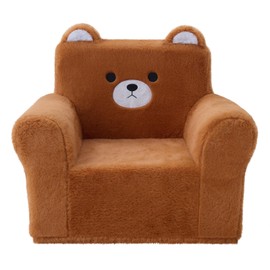 YLHO Square Toddller Chair, Comfy Foam Kids Armchair with Reading and Relaxation, Cartoon Bear Design for Girls and Boys, 18 Month up to 3 Years