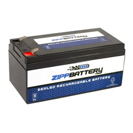 Zipp Battery 12V 3.2AH Maintenance-Free Battery for Alarm Systems, Scooters, Toys, Emergency Lights, and More - Nut and Bolt (T3) Terminal
