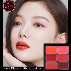 Okerker 6-Color Lipstick Palette – Velvet Matte Lip & Cheek Tint | Long-Lasting, Waterproof, Highly Pigmented | All-in-One Lip Palette for Every Occasion