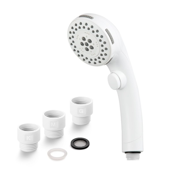 OFFO OFFO Shower Head, High Pressure, Water Saving, Hand Stop, 5 Functions Water Discharge Modes, Micro Nano Bubble, Skin Cleaning, Water Leak Prevention, Includes Adapter, Easy Installation (Single Shower Head, White)