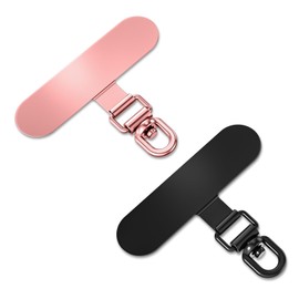 saxsion Universal Phone Tether Tabs & Metal Phone Patches - Sticky-Free Universal Phone Lanyard Patches for Cell Phone Straps. (Rose Gold+Black)
