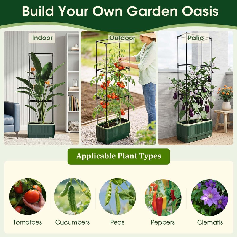 MQHUAYU 2 Pack 51" Self Watering Planter Box with Trellis,