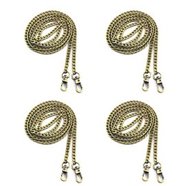 Model Worker 4PCS 47" DIY Iron Flat Chain Strap Thin Dainty Finished Handbag Chains Accessories Purse Straps Shoulder Cross Body Replacement Straps with Metal Buckles (Bronze)
