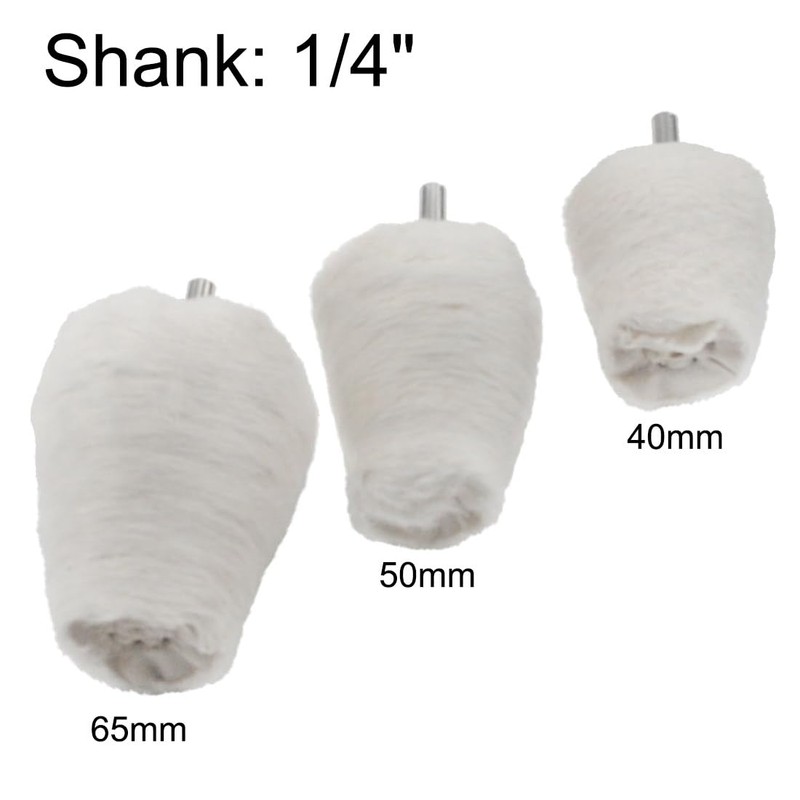 JUNLICN 3 Pcs White Flannelette Polishing Cone, 1/4" Shank Conical