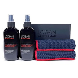 Logan Active Clean Refreshing Yoga Mat & Equipment Surface Cleaner and High-Performance Microfiber Waffle Towel Quad Pack - Alcohol-Free & Streak-Proof - 8 Ounce, Eucalyptus Spearmint