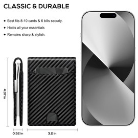 LOXOMU Mens Wallet, RFID Blocking Carbon Fibre Leather Wallets for Men with Coin Pocket, Mens Wallets with 5 Credit Card Holder, ID Window Bi-Folded Card Wallet (Black)