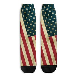 HJKLONE American Flag Crew Socks for Men Women, Novelty Mid-Calf Socks Casual Funny Crazy Dress Socks