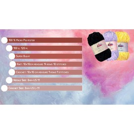 Himalaya Velvet Chenille Yarn, 1 Ball, 100 g, 120 m, Luxurious Chenille Soft Velvet Wool for Accessories, Clothing, Blankets, Amigurumi 90063