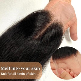 2x6 Closure Human Hair 20 Inch HD Transparent Lace 2x6 Body Wave Closure Middle Part Brazilian Human Hair Closure With Baby Hair Natural Black