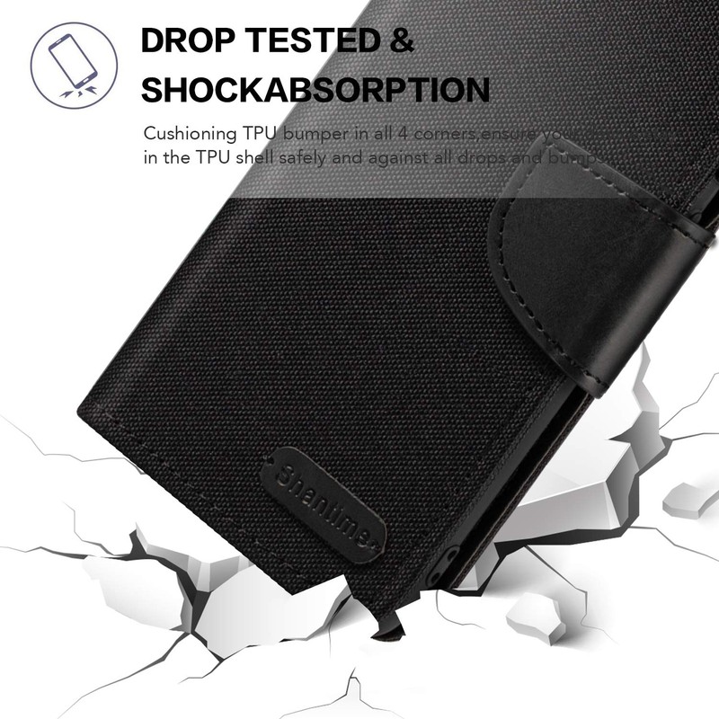 Shantime Oxford Fabric Leather Flip Wallet Case Compatible with AGM