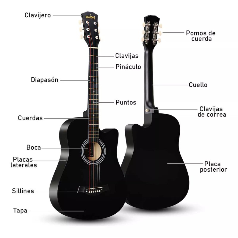 Deecsevn Guitarra criolla clásica Deecsevn 6 38in para diestros Color