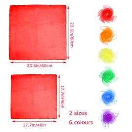 Hezhou Pack of 12 Juggling Cloths Colourful Cloths 45 x 45 cm 60 x 60 cm Square Colourful Dance Chiffon Cloths Colourful Cloths Dance Cloths Chiffon Cloths for Dancing, Juggling, Sensory, Dance Cloths
