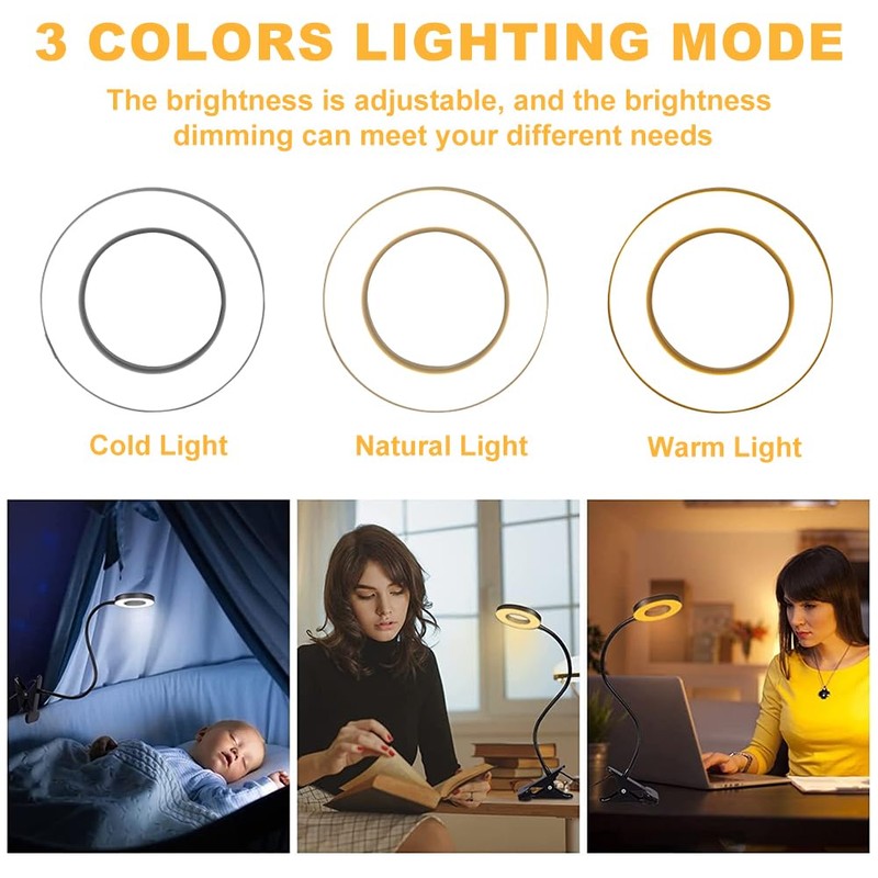 5X Magnifying Glass with Light, 3 Color Modes LED Desk