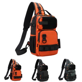 Chardime Fishing Sling Pack with multiple pockets, waterproof fishing Backpack with adjustable straps for anglers - Versatile small fishing backpack(orange)