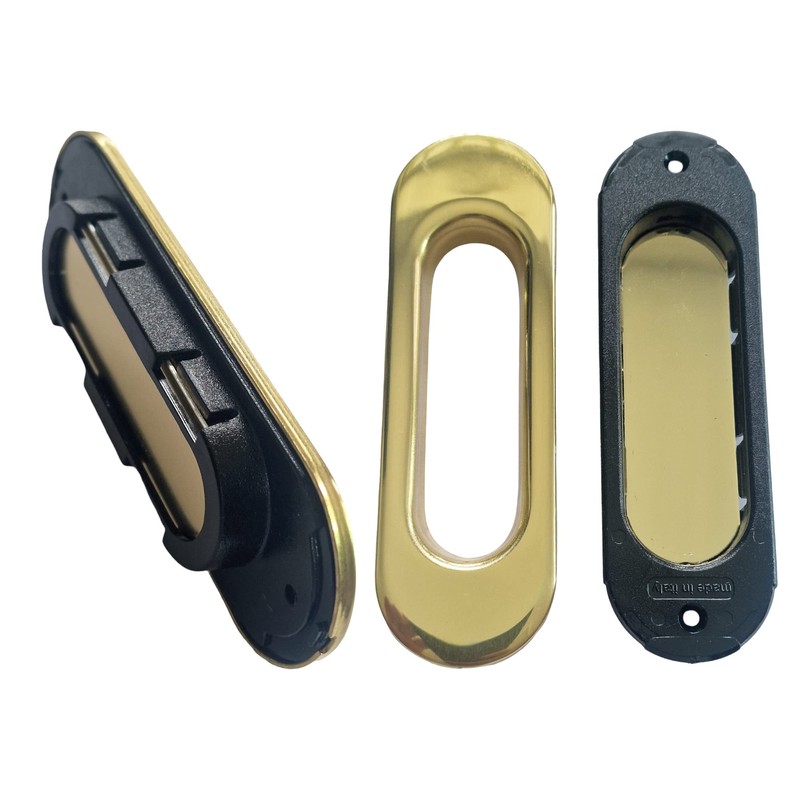 Universal Hardware Oval Pull Finger Recessed Brass Door Handle Recessed