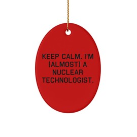 Keep Calm, I'm (Almost) a. Oval Ornament, Nuclear Technologist Present from Colleagues, Fancy Christmas Ornament for Men Women, Gift Ideas, Stocking Stuffers, Secret Santa