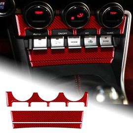 AIRSPEED for Subaru BRZ Toyota GR86 2021 2022 Center Console Panel Cover Air Condition Button Frame Carbon Fiber Sticker Interior Accessories, Red