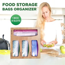 Ziplock bag organizer. Food bag storage. Wood Station. Wooden Nest. Bag Keeper. Zip & Store