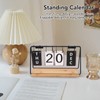 Jeanoko Desk Flip Calendar Iron Frame Wood Base Standing Perpetual