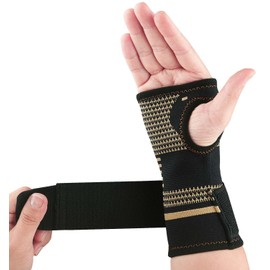 Kecartu Copper Compression Wrist Brace Sleeves, Elastic Knitted Wrist Support Band for Carpal Tunnel, Wrist Pain, Arthritis, Tendonitis, Sport, Gym, Workout - Left & Right - Women/Men (1 Pcs,L)