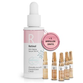 Retinol Serum High Dose 30 ml & Ampoules 5 x 1.3 ml - Retinol Serum High Dose - Reduces Wrinkles by 64% in 3 Months, Skincare Booster, Remove Dark Circles - Wrinkles Away Instant Effect, Skin Care