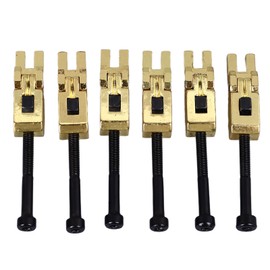 6Pcs Electric Guitar Bridge Saddle Double Locking Tremolo Metal Roller Screw Saddle Replacement Gold