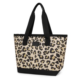 Nanxson 7L Cool Bag Small Lightweight Lunch Bag Insulated Portable Lunch Box Leopard Print Thermal Bag for Work, School, Beach, Picnic and Travel (7L, B-Black Leopard)