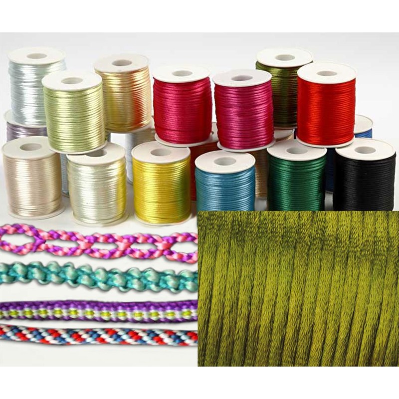 Kumihimo 2 mm x 6 m Satin Weave Cord, Green