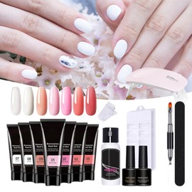 Poly Nail Gel Kit,Gel Set with UV Light Poly Nail Kit | Nude 7 Colors Toenail Art Builder Thickening Solutionfor Women & Beginners