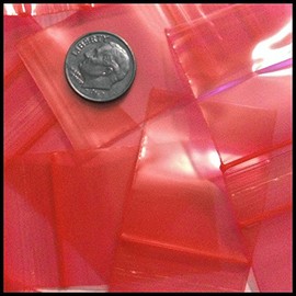 1000-1.25" X 1.25" Clear 2 Mil Plastic Reclosable Zipper Plastic Poly Bags Baggies Red Tone