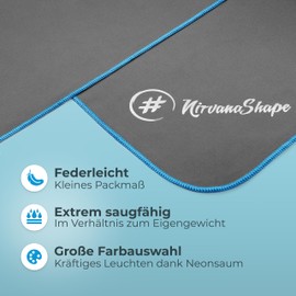 NirvanaShape Microfibre Towel – Travel Towel, Bath Towel for Holidaymakers – Compact, Quick-Drying Microfibre Towels as Beach Towel, Sports Towel – for Travel, Camping, Sports – 120 x 60 cm