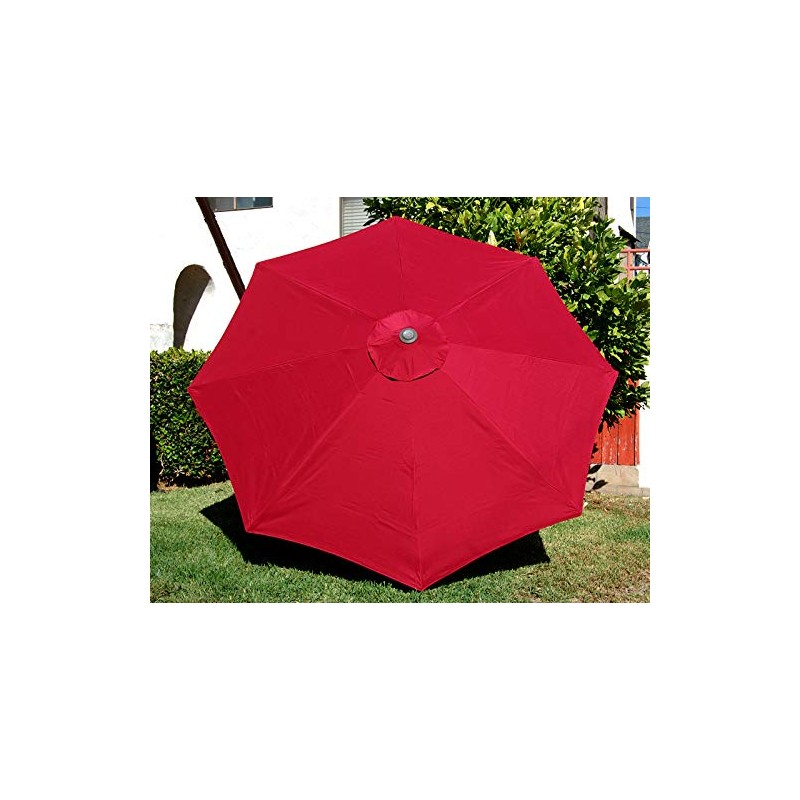 BELLRINO Replacement Umbrella Canopy for 9ft 8 Ribs Burgundy RED